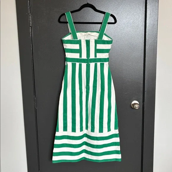 NWOT Hyacinth House Green & White Striped Hooper Denim Midi Dress Sz S - Picture 6 of 9